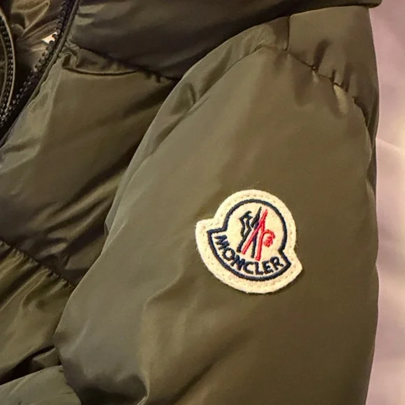 Moncler Green Sirli Hooded Zip Up Short Down Puffer Coat Jacket Size 3 Large - Picture 11 of 15